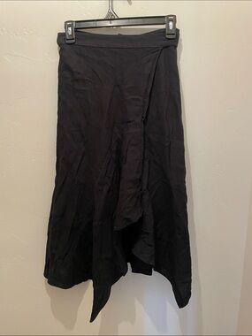 White House Black Market Black Asymmetrical Midi Skirt